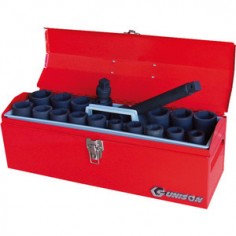 Caisse à outils de douilles 3/4" à choc métriques et accessoires - 19 pièces