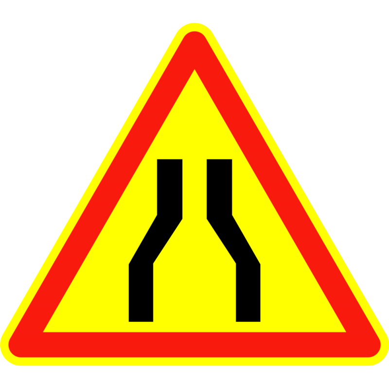Panneaux de signalisation routière AK3 Annonce Chaussée rétrécie